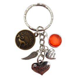 Love Heart Birthstone Keyring Happy Birthday Gem Charm January Garnet Capricorn