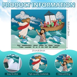 MotiMind 24 Set Jesus Walk on Water Scenes Craft Kit Religious Stickers for Kids DIY Christian Catholic Bible Craft Faith Jesus Craft for Sunday School Activities Gifts