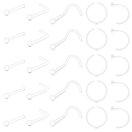 LAURITAMI Nose Piercing Nose Ring Nose Stud 20G 18G Acrylic Flexible Thin Nose Ring Plug Nose Piercing, Acrylic