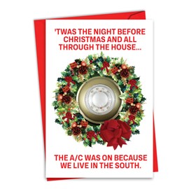 NobleWorks Funny Christmas Greeting Card with 5 x 7 Inch Envelope (1 Card) Merry Christmas Holiday Live In The South C10732XSG