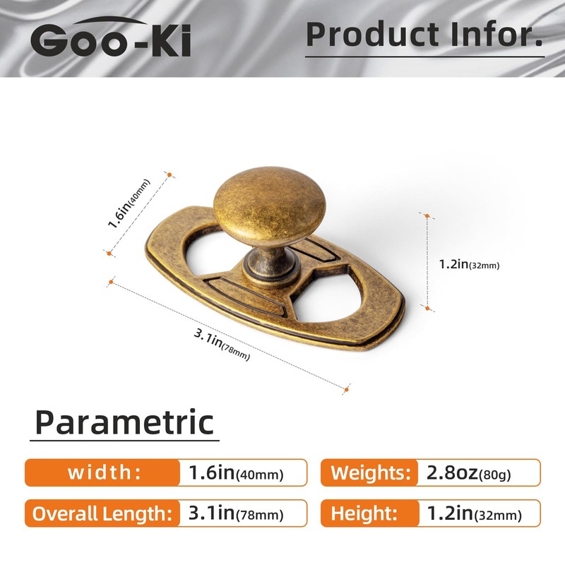 Goo-Ki Cabinet Knobs with Spacer/Back Base Plate for Drawer Kitchen,