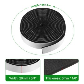 sourcing map Smoker Gasket Seals 10FT 3/4" x 1/8" High Temp Grill Gasket Replacement High Heat BBQ Gasket Tape BBQ Smoker Gasket Self Stick Felt for Smokers BBQ Lid