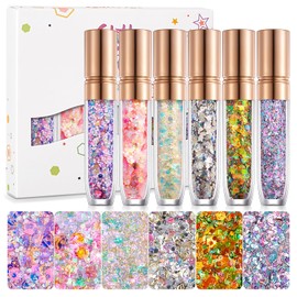 Body Glitter Gel, 6 Farben Bunte Glitter Sequin Makeup, Chunky Liquid Shimmer Gel für Festival, Holographic Masquerade Glitzer Funkelnde, Mermaid Glitzer Pailletten für Körper/Haare/Augen/Lippen/Nägel