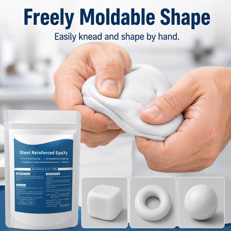 Steel Reinforced Epoxy Putty,Strong Clay Iron Adhesive,Waterproof 2-Part Repair Clay,High