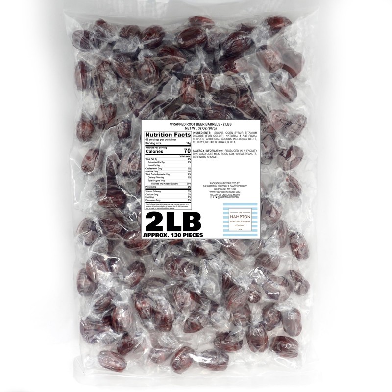 Root Beer Barrels Hard Candy - 2lb Bulk Bag (Approximately