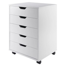 Winsome Halifax 5-Drawer Transitional Wood Storage Cabinet in White
