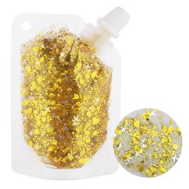 MEICOLY Gold Body Glitter Gel,Concerts Face Glitter for Women,Mermaid Sequins Liquid Holographic Chunky Glitter for Music Festival,Face,Body,Hair,Nails,Lip Sparkling Body Glitter,Gold
