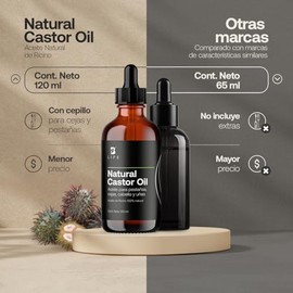 B Life Aceite de Ricino 100% Natural | 120 ml prensado en frío | Para pestañas, cejas y cabello | Natural Castor Oil