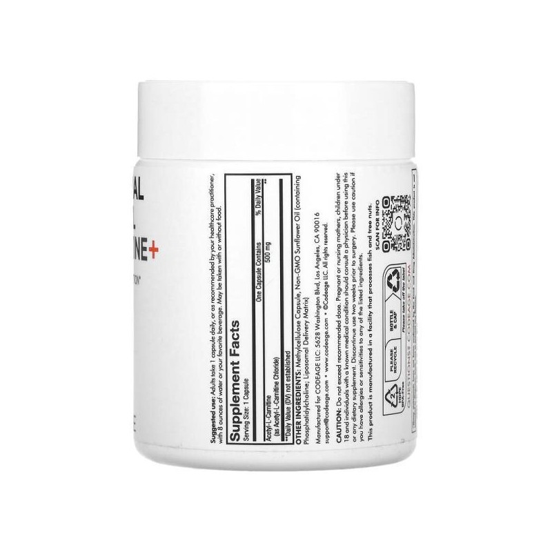 Codeage 코드에이지 리포소말 아세틸 L-카르니틴+ 캡슐 90정 Codeage Liposomal Acetyl