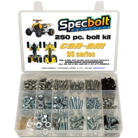 250pc Specbolt CAN AM Bombardier ATV Bolt Kit:DS, Sport, Mud, Recreation, Utility, Renegade, Outlander Max, X, & MR Traxter XL XT, Quest, Rally, Sarasota, 50 70 90 175 250 330 400 450 500 650 800 1000