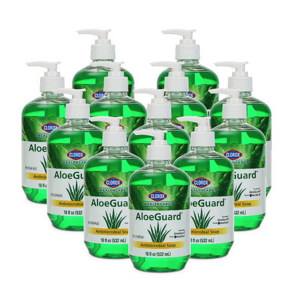 Clorox Healthcare AloeGuard Soap, Aloe Vera, 18 Ounce Per Pack | Hand Soap, Hand Washing Soap wit Aloe, Bulk Hand Soap | 12 Pack Handsoap (216 oz Total)