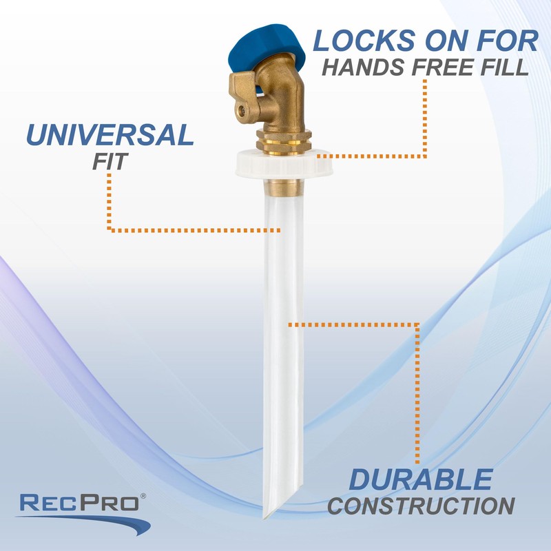 RecPro RV Secure Hands Free Water Tank Fill | Clear