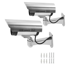DODUOS Pack of 2 Outdoor Camera with LED Light, Fake Surveillance Camera, Dummy Camera, Dummy Camera, Outdoor Surveillance Camera for Indoor and Outdoor Use
