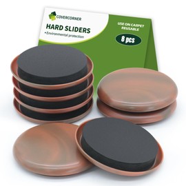 COVERCORNER Furniture Sliders for Carpet 8 PCS - 2 1/2 inch Furniture Moving Slider Chair Legs Floors Protectors Furniture Movers Sliders – Move Your Furniture Easy & Safely(for Carpet) Brown Coffee