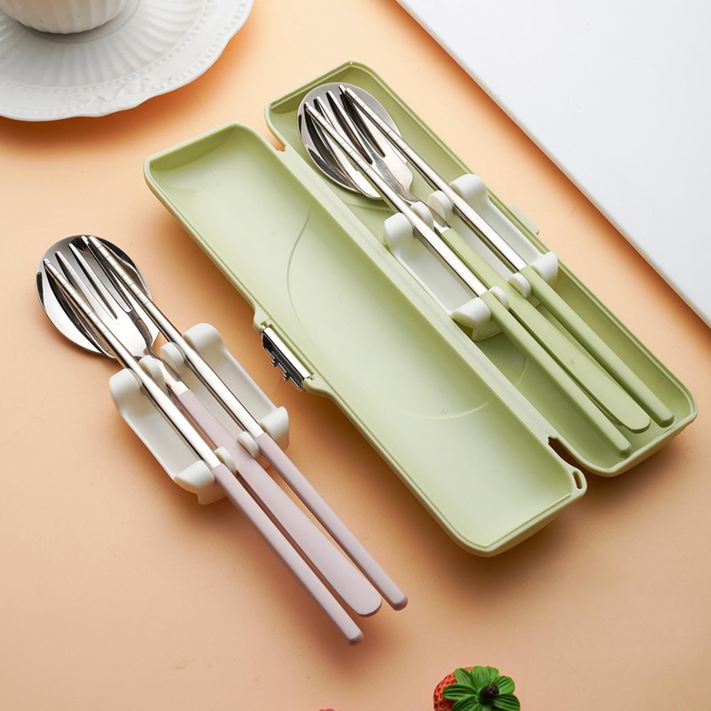 Cutlery Set, Stainless Steel, Chopsticks, Fork, Spoon, 3-piece Set, with
