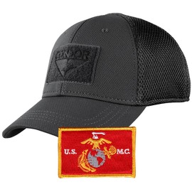 Condor MESH Fitted Cap Bundle (Marines Emblem) - Black - Large/XL