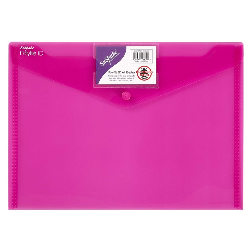 Snopake A4 Polyfile ID Popper Wallet with Press Stud Closure