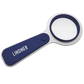 Illuminated LED Magnifier [Lindner S198], 5x magnification, Diameter 50 mm - Color: blue