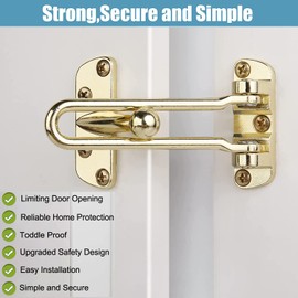 Litensh Door Chain Lock for Front Door, Swing Bar Door Protection Lock, Security Door Chain Latch for Home, Apartment, Hotel, Dormitory (Gold)