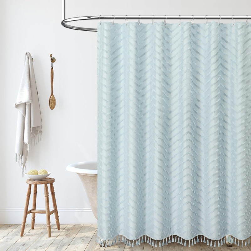 Dynamene Extra Long Shower Curtains, 96 Inch Long Boho Tufted