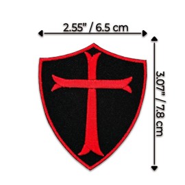 Knights Templar Crusader Iron On Patch 2.55" x 3.07" | 1-Pack Embroidered Sew On Patches for Clothing, Jeans, Jackets, Backpacks, Hoodies - Cross Shield Applique - Embroidery Patch for Tote Bags