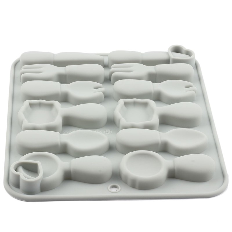 AIBOYA 12 Cavity Spoon Knife Fork Silicone Candy Molds