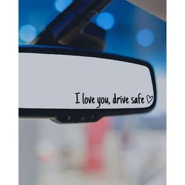 HUVZOR 6 Stück "I love you,drive safe" Drive Safe Spiegel Aufkleber, Vinyl Rückspiegel Aufkleber, Spiegel, Autodekoration Geschenk für Fahrer Frauen Männer (Schwarz, 4)