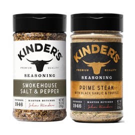 Smokehouse Salt & Pepper Seasoning, 10.3 oz, kinders, Prime Steak with Black Garlic and Truffle Seasoning, 7.9 oz, kinders
