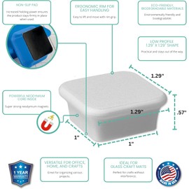 Glassboard Studio MiniBar Magnet - Strong Neodymium Rare Earth Magnets for Fridge, Whiteboard, Locker & Magnetic Glassboards - Ideal for Crafting & Office Use - Strong Fridge Magnets (Snow White, 4)