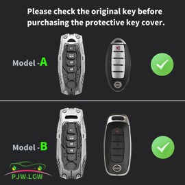 LCWPJWWS Heavy Metal Key Fob Cover Protector, Compatible with Nissan Altima Maxima Murano Pathfinder Infiniti JX35 Q50 Q60 QX60 5 Buttons Keychain Accessories