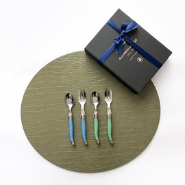 (Laguiole) Gift Wrapping Jeanneron Laguiole Teaspoon & Teafork 4-Piece Set Blue + Green / (라귀올)선물포장 장네론 라귀올 티스픈티포크 4p 세트 블루+그린