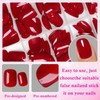 240PC Extra Short Press on Nail Square Red Fake Nails