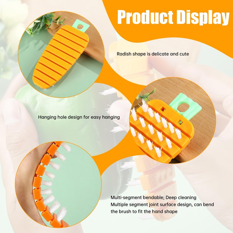 Vegetable Scrubber, Potato Scrubbing Brush Carrot Shape Hanging Vegetable Brush