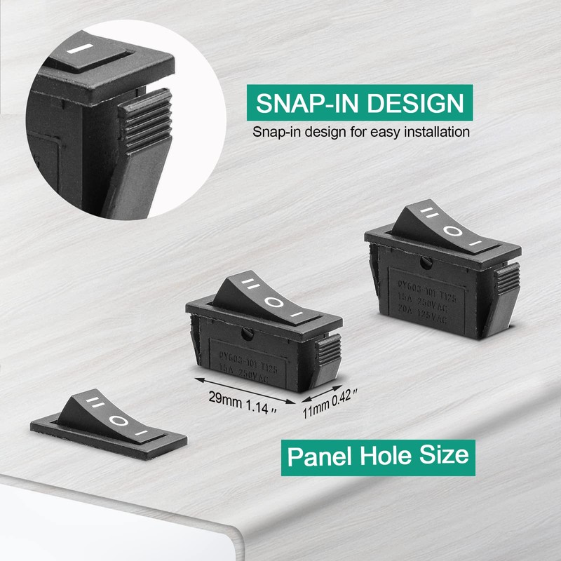 QTEATAK 5Pcs SPDT 3 Pins 3 Position Pre-Wired ON/Off/ON Toggle