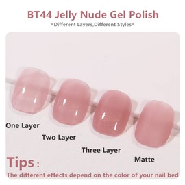 OPUIU Shimmering Sheer Burgundy Jelly Gel Nail Polish Translucent Gel Polish Neutral Nail Gel 15ml Home Diy Salon Quality French Manicure…