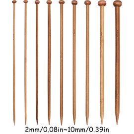 18Pcs Knitting Needles, Warm Wooden Knitting Needles Set Bamboo Knitting Tools for Kids Hands DIY Handmade Wool Sweater Scarf(2, 3, 4, 5, 6, 7, 8, 9, 10mm)