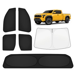 KUST Car Window Shades for Toyota Tacoma 2024-2025 2026 Windshield Sun Shade Side Window Cover UV Block Privacy Protection Tacoma Accessories for Camping Blackout Rear Back Full Set 6PCS