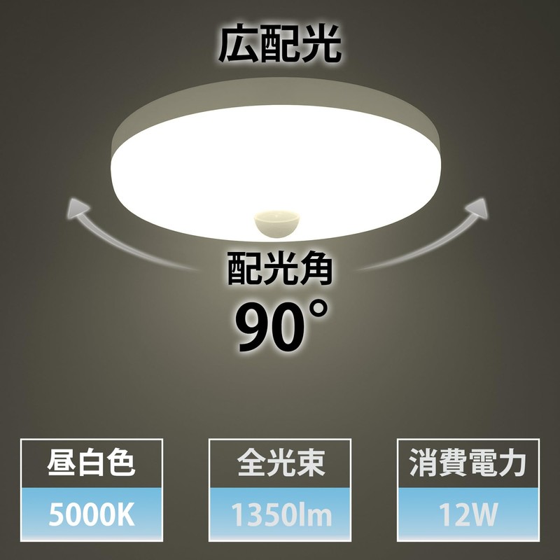 ORALUCE SCL12D-R02 Motion Sensor Ceiling Light, Small, Daylight Color, 12
