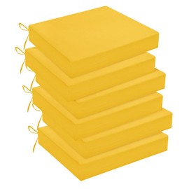 downluxe Outdoor Chair Cushions Set of 6 for Patio Furniture, Water-Resistant Square Corner Patio Chair Cushions with Ties, High Density Foam Outdoor Seat Cushion, 18.5" X 16" X 3", Yellow