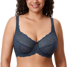 Delimira Brasier Sujetador con Varillas Transparente Talla Grande Gobertura Gompleta Sargazo 36DD