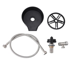 Glass Rinser Automatic Rotating Efficient Cleaning G1/2 Sink Cup Washer for KTV Bar Milk Tea Shop Black ABS Basin+EU Plug 3/8 Soft Hose Tee