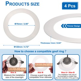 PATIKIL 4 Packs Home Lighting Ceiling Medallions 2.99" ID and 4.72" OD, Metal Flat Round Goof Plate Cover Ring Decorative Trim for Hanging Pendant Lights Recessed Can Lighting, Nickel