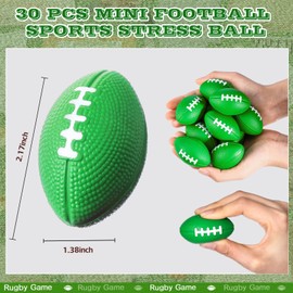 Blulu 30 Pack Mini Foam Football 2.17" Party Favor Balls Mini Football Stress Ball Bulk Small Foam Sports Ball for Birthday Carnival Reward Valentines Party Bag Gift Filler(Green)