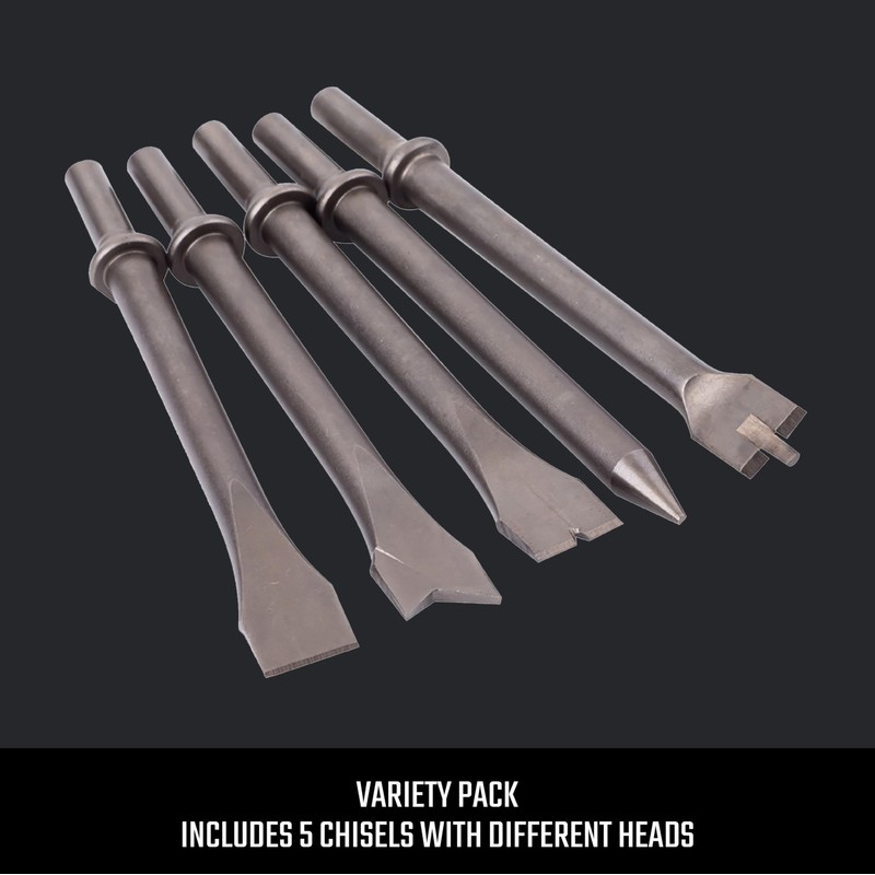 CRAFTSMAN 5-Piece Air Chisel Set, 0.401-in Shank, Hardened Alloy Steel,
