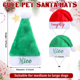 Geyoga 2 Pcs Dog Christmas Santa Hat Small Naughty or Nice Hat Dog Cat Plush Hat Pet Dog Santa Costume for Small Puppy Kitten Cosplay Dolls Crafts