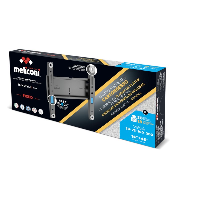 Meliconi Slimstyle Plus 200 S, Supporto TV Parete Fisso anche