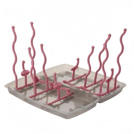 Minchsrin Collapsible Baby Bottle Drying Rack, Bottle Dryer Holder for Bottles, Teats, Cups, Pump Parts and Accessories (Pink)