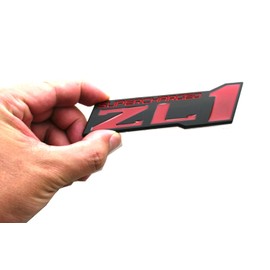 2pcs ZL1 Supercharged Emblem Engine Hood Badge Decal Replacement for Zl1 Camaro (Black Red)