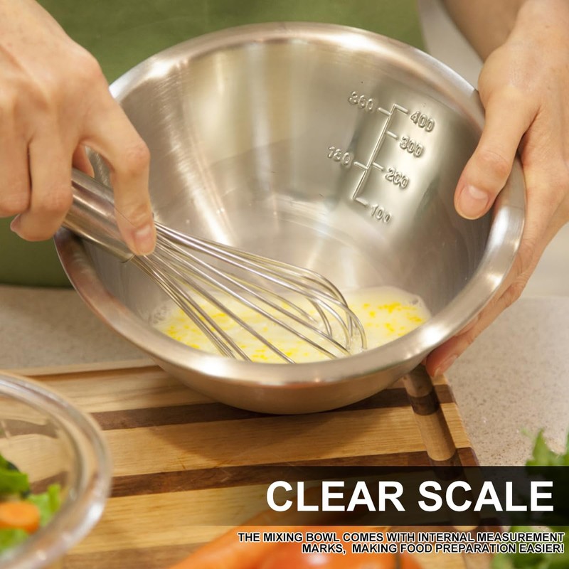 5Pcs Mixing Bowls Stainless Steel 5 Sizes Baking Bowls Mixing