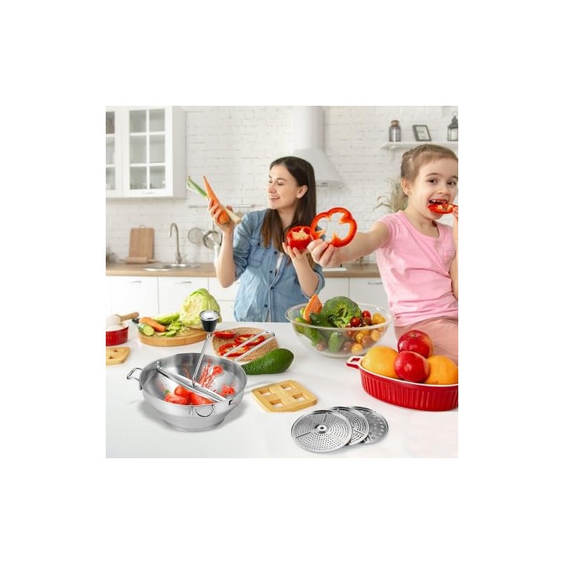 Volumoon Stainless Steel Strainer with 3 Strainer Insert Perforated Discs,